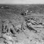 Canadian archive photo shows dead German soldiers lying after a Canadian charge during the Battle of the Somme